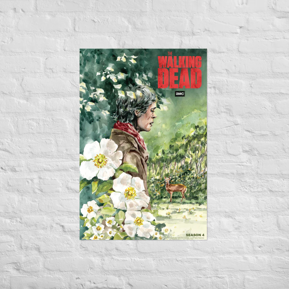 11 Weeks of TWD – Season 4 by Christine Norrie Premium Satin Poster - Image 2