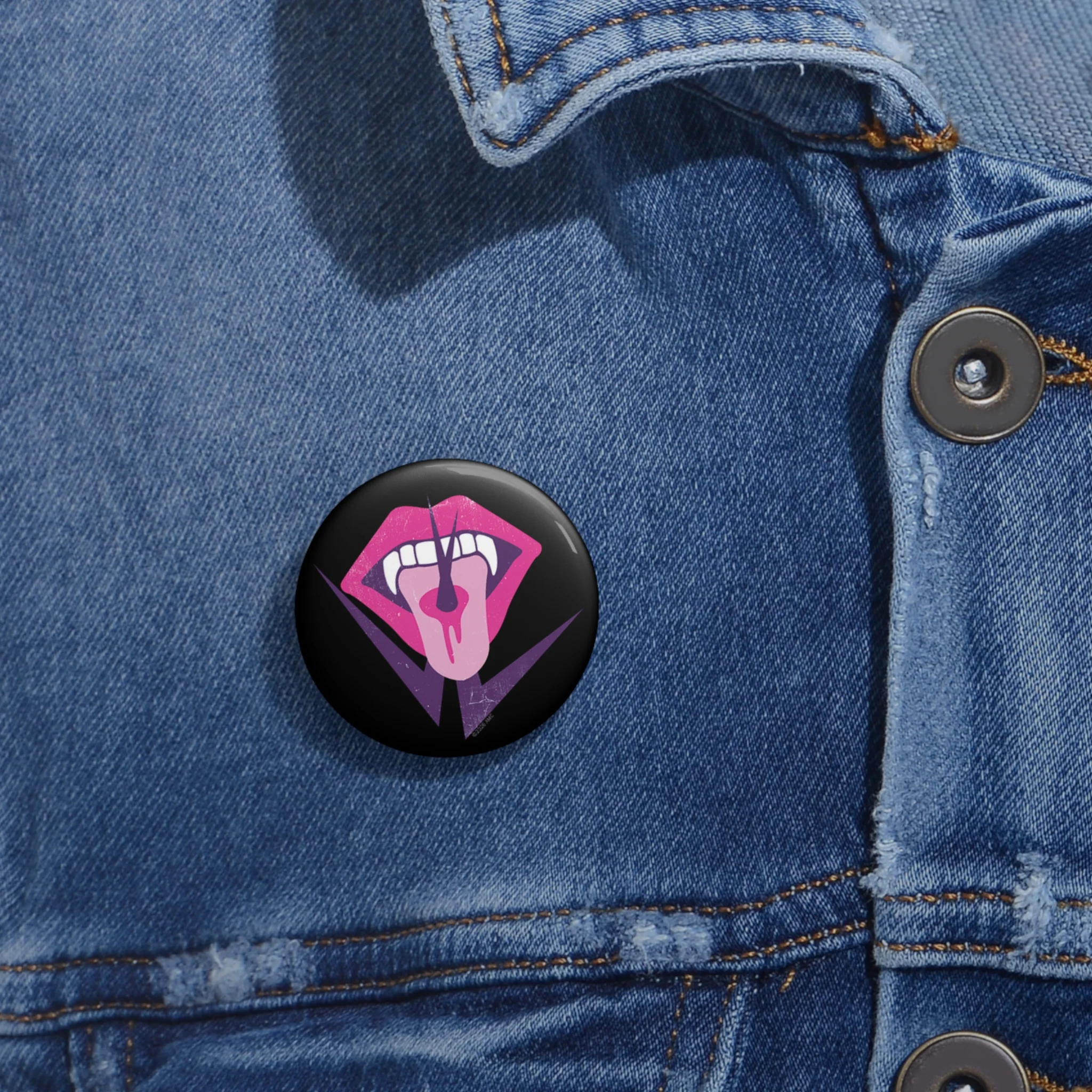 The Vampire Lestat Tongue & Fangs Pin Button - Image 2