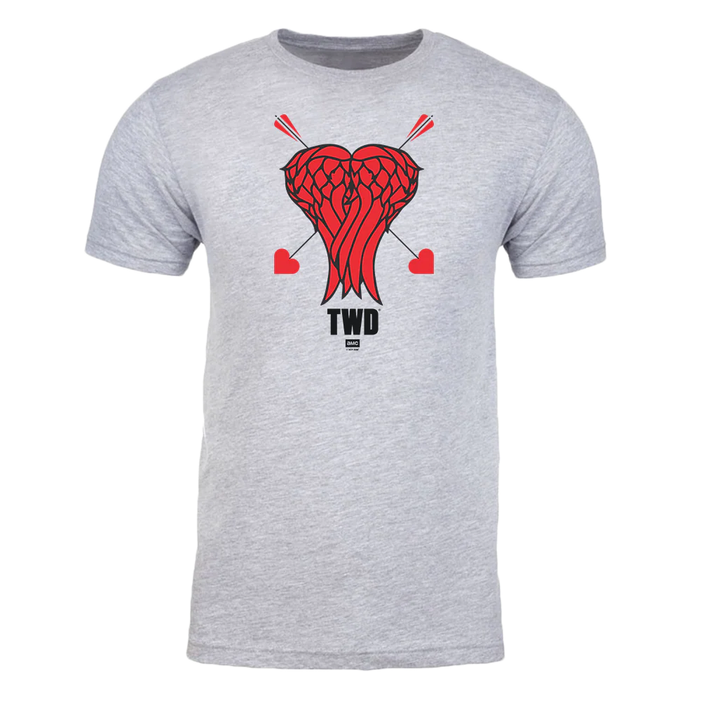 The Walking Dead Daryl Heart Wings Adult Short Sleeve T-Shirt