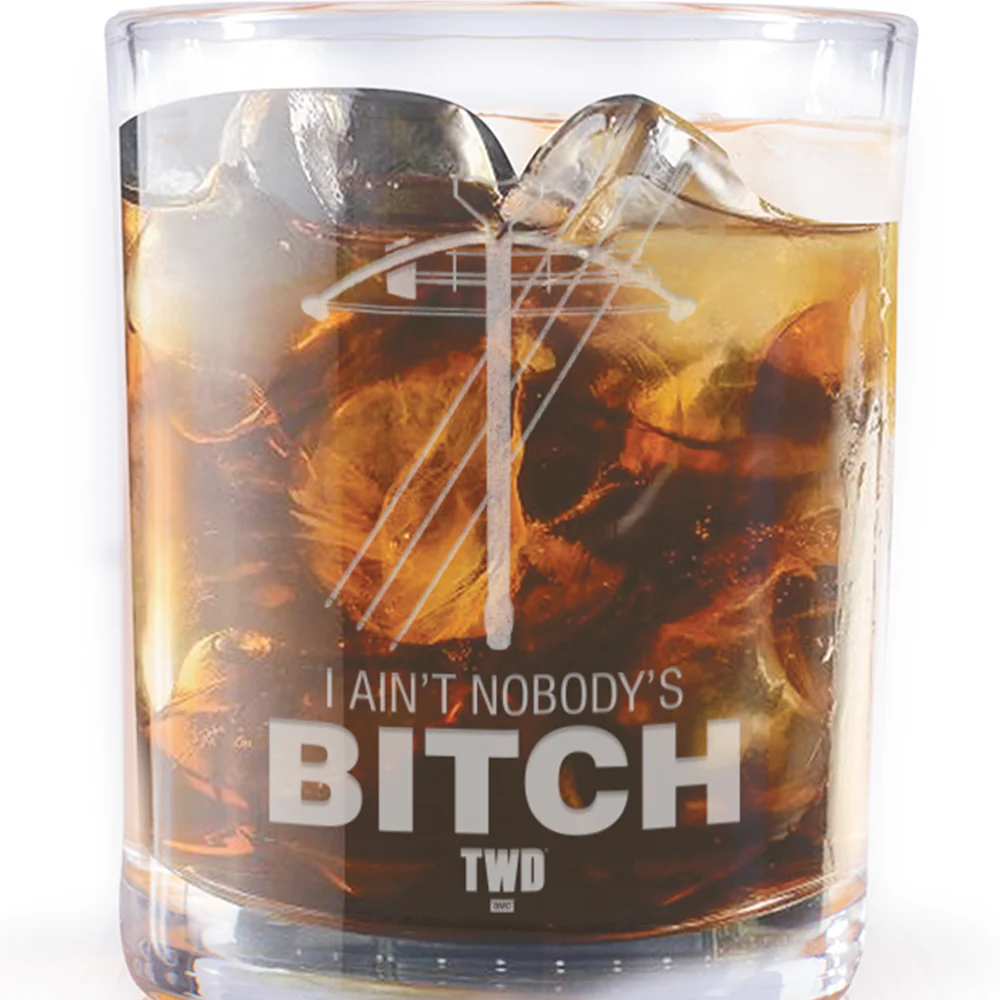 The Walking Dead Daryl Nobody's Bitch Laser Engraved Rocks Glass - Image 2