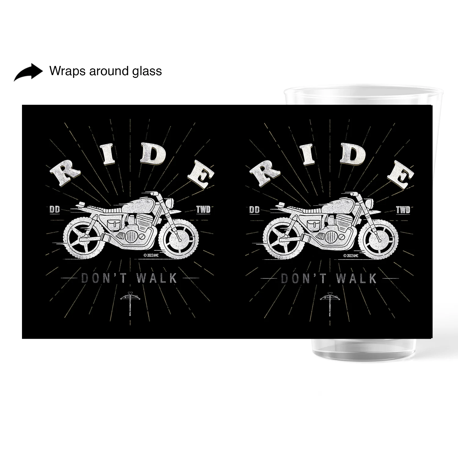 The Walking Dead Daryl Ride Don't Walk 17 oz Pint Glass - Image 2