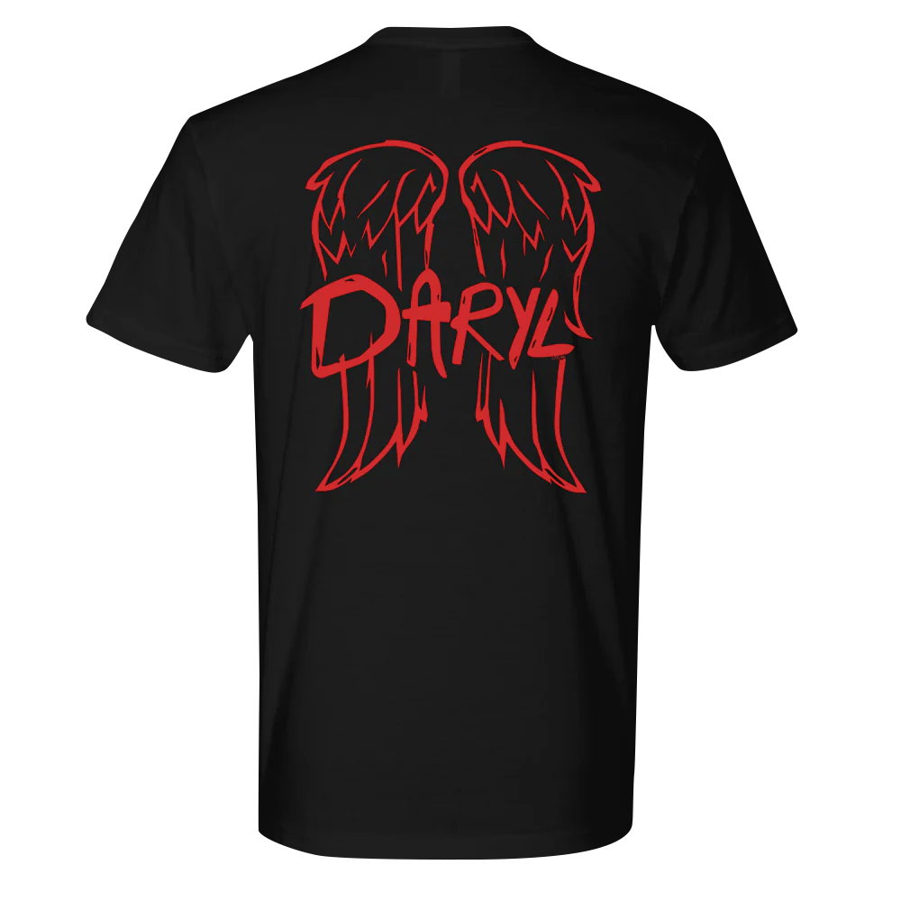 The Walking Dead Daryl Wings Sketch Adult Short Sleeve T-Shirt - Image 4